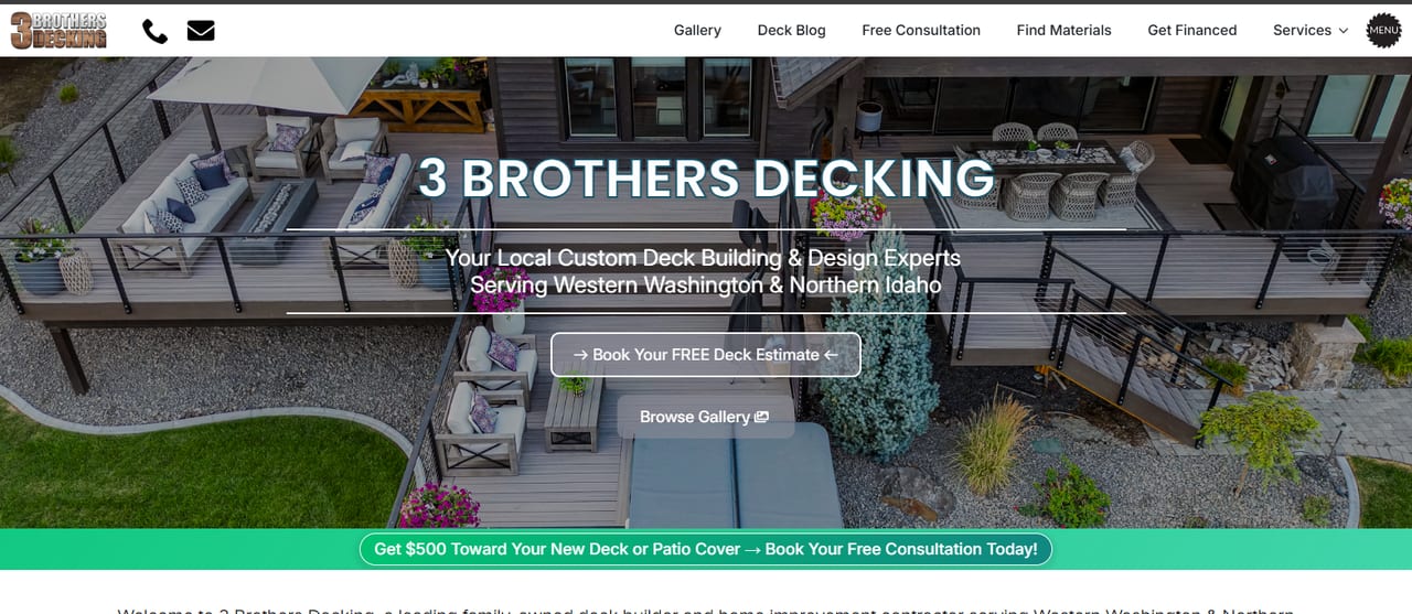 3 Brothers Decking, a Bellevue and Seattle custom deck builder, homepage