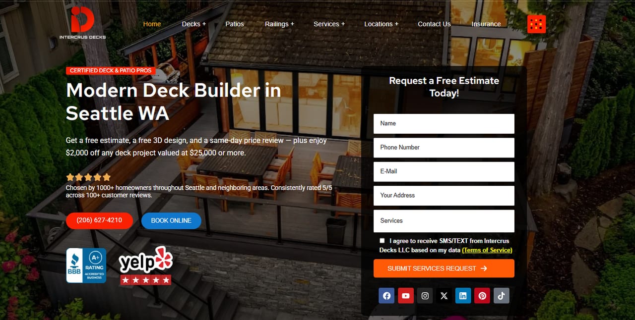 Intercrus Decks, a licensed Seattle deck builder and contractor, homepage