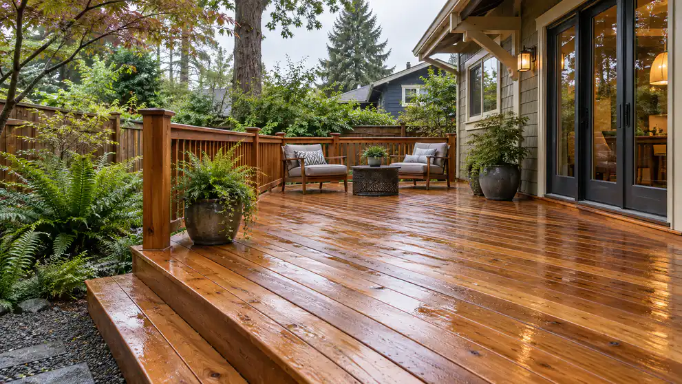 Restored Western red cedar deck at a Ballard Seattle home