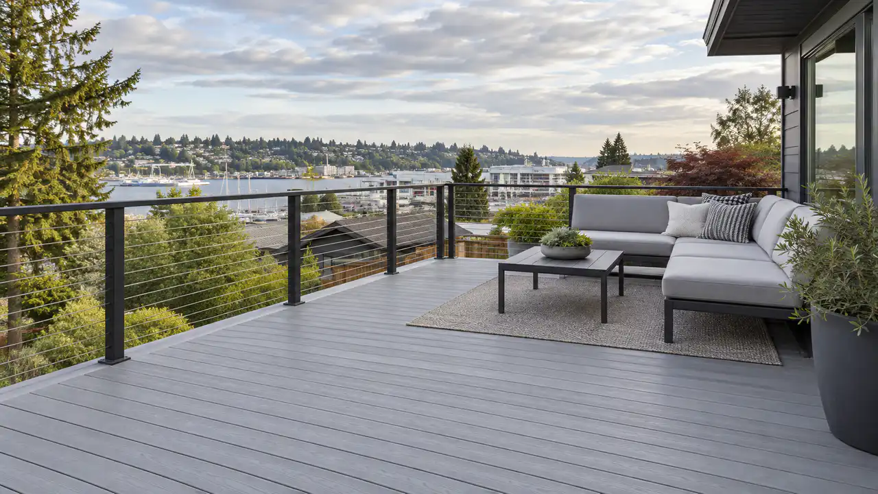 Composite deck resurfacing after structural repair at a Ballard home