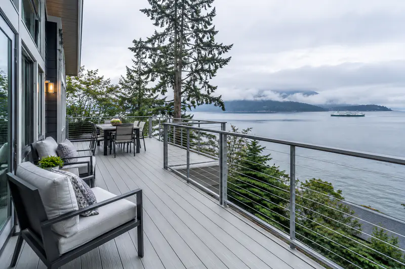Waterproof PVC deck overlooking Seattle waterfront scenery